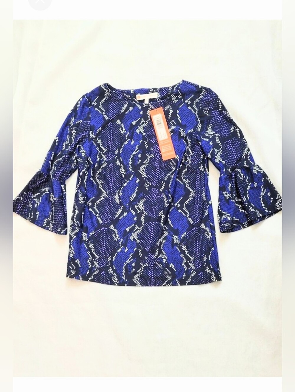 NWT! Fall Snakeskin Print Cobalt Y2k Sleek Party Top Women's Dixie Blouse XS